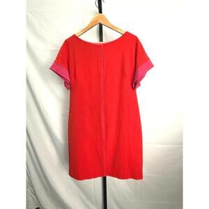 Red Short Sleeve Casual Dress with Purple Cuff Detail J. Taylor Large